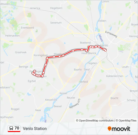 70 Bus Line Map