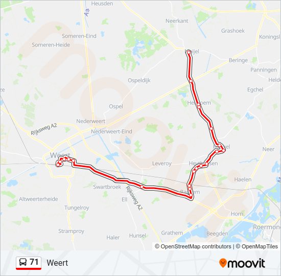Bus 71 lijnkaart