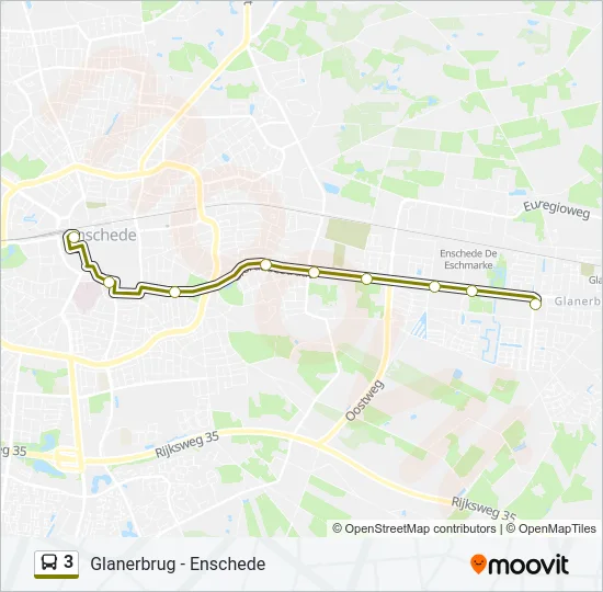 Bus 3 lijnkaart