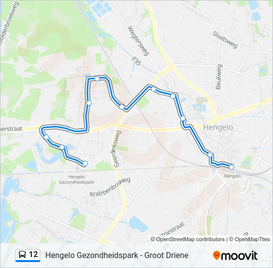 Bus 12 lijnkaart