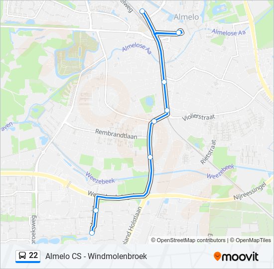 22 bus Line Map