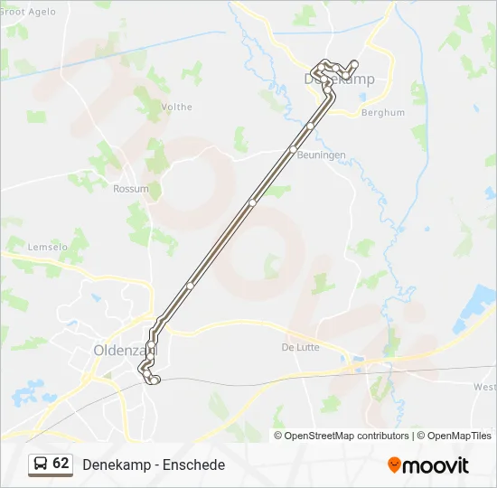 Bus 62 lijnkaart