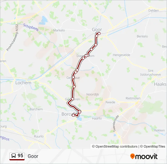 Bus 95 lijnkaart