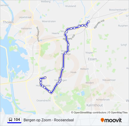Bus 104 lijnkaart