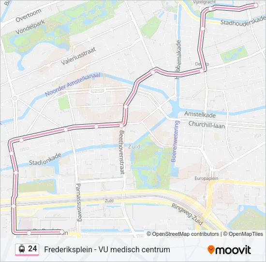 Tram 24 lijnkaart