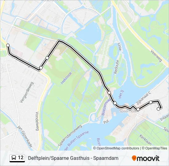 Bus 12 lijnkaart