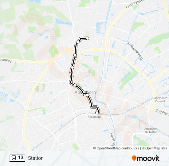 Bus 13 lijnkaart