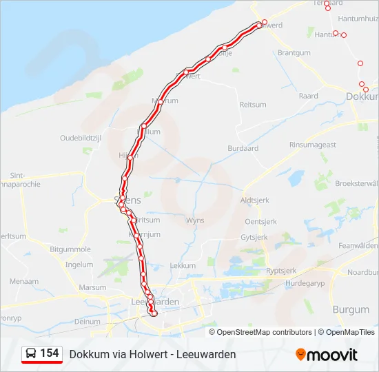 Bus 154 lijnkaart