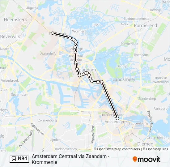 N94 Bus Line Map