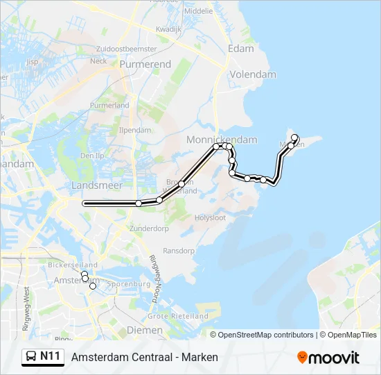 N11 Bus Line Map