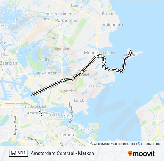 N11 Bus Line Map