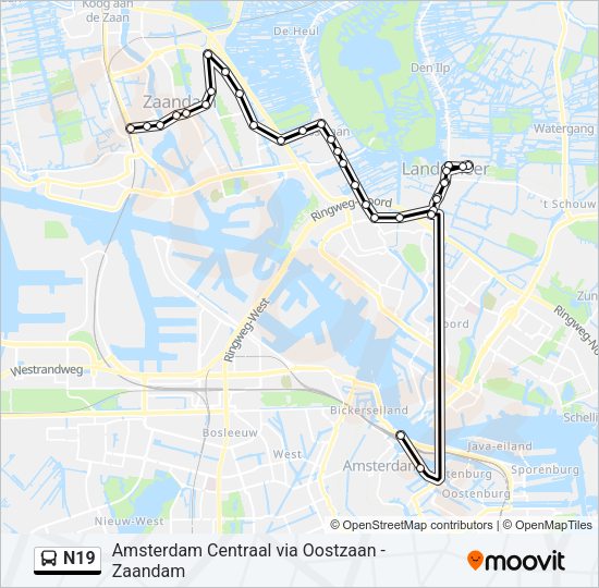 N19 Bus Line Map