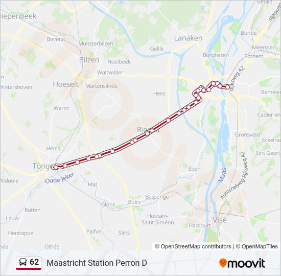 Bus 62 lijnkaart