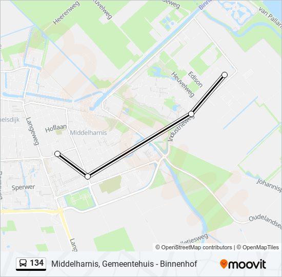 134 bus Line Map