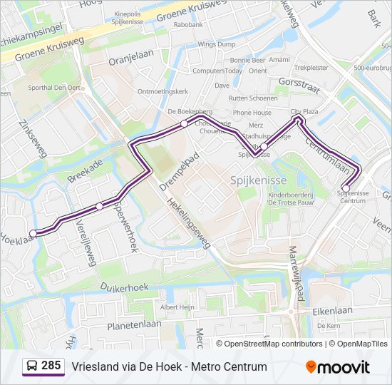 285 Bus Line Map