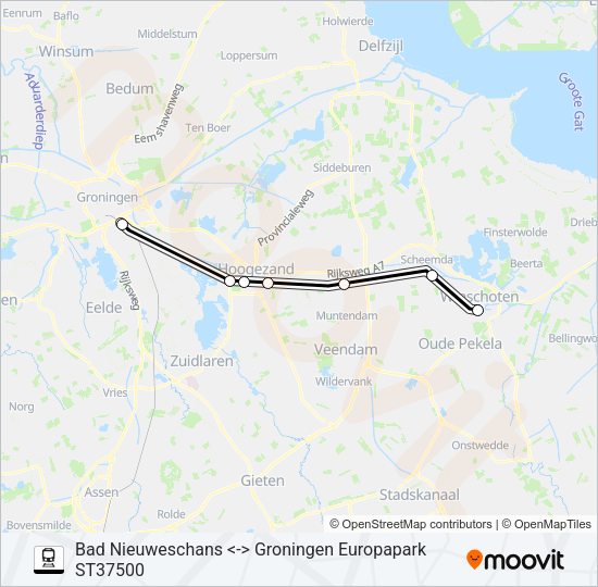 Trein STOPTREIN RS6 lijnkaart