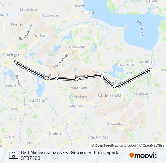 Trein STOPTREIN RS6 lijnkaart