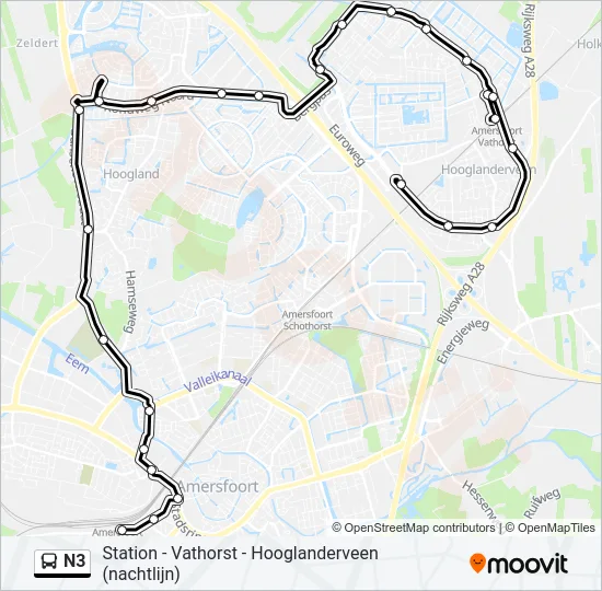 N3 Bus Line Map