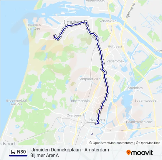 N30 Bus Line Map
