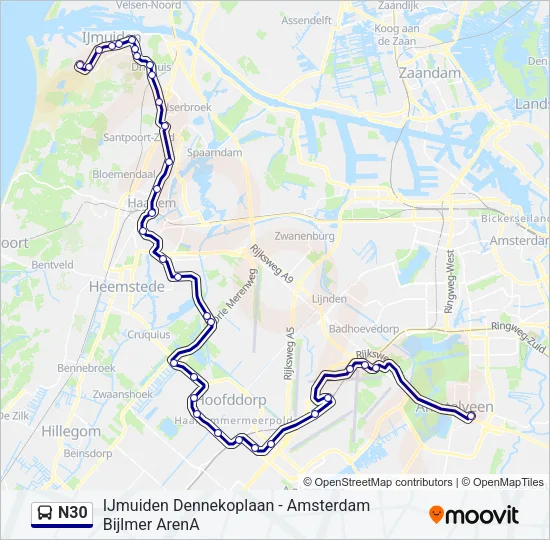 N30 Bus Line Map