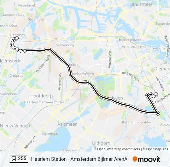 255 Bus Line Map