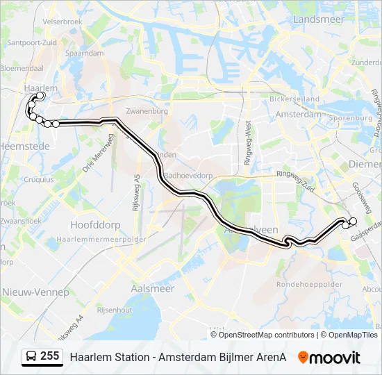 255 Bus Line Map
