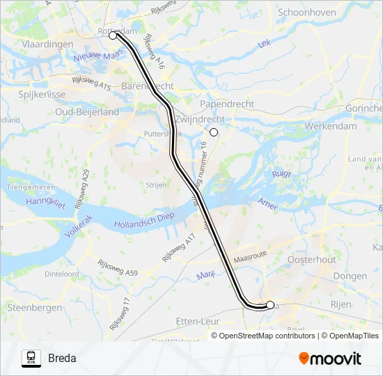 SNELBUS I.P.V. TREIN Train Line Map