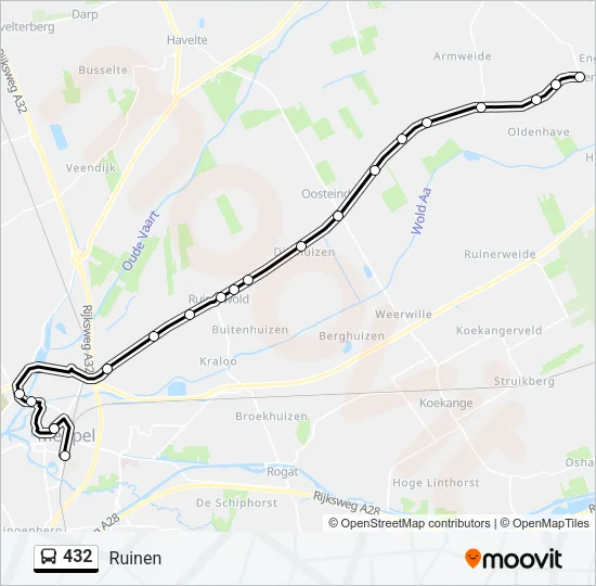 Bus 432 lijnkaart