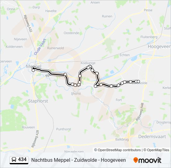 434 Bus Line Map