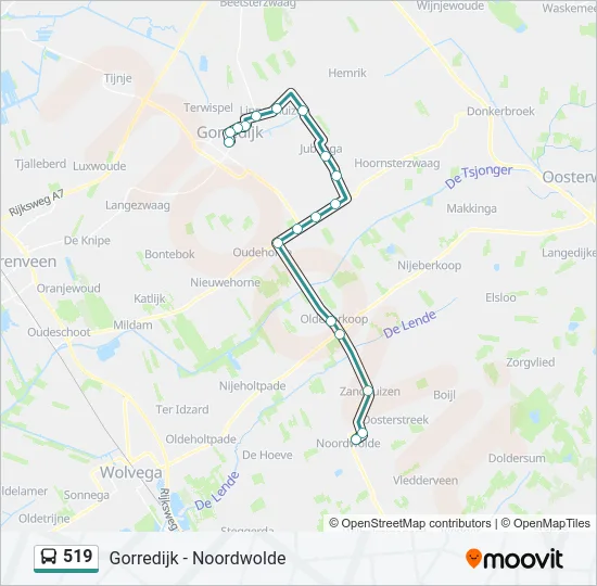 Bus 519 lijnkaart