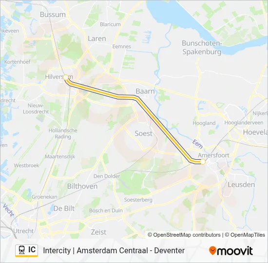 Trein IC lijnkaart