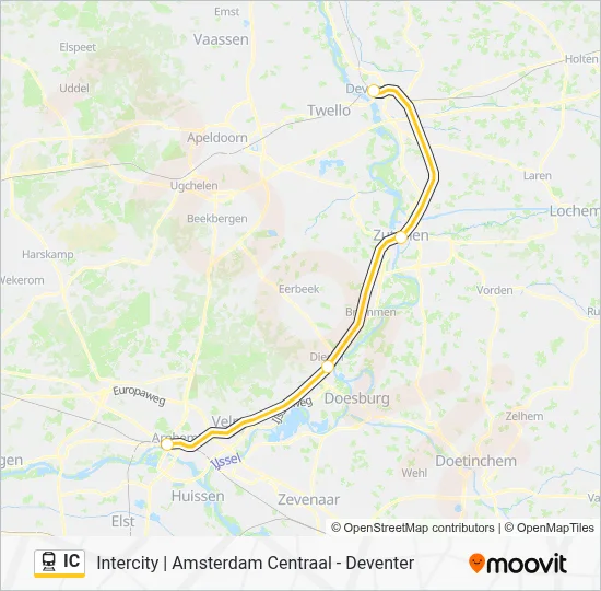 Trein IC lijnkaart