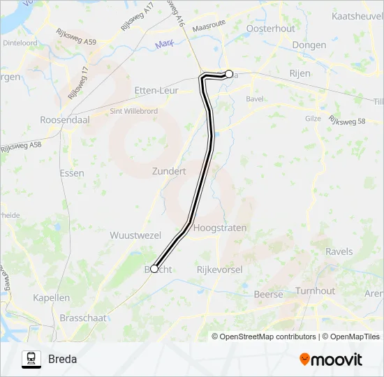 SNELBUS I.P.V. TREIN Train Line Map
