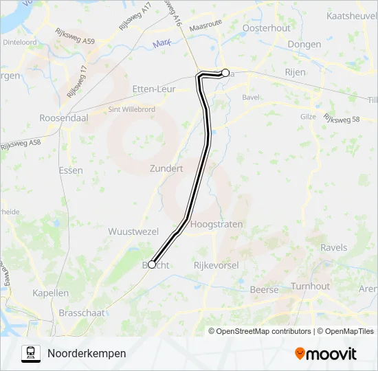 SNELBUS I.P.V. TREIN Train Line Map