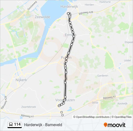 114 bus Line Map