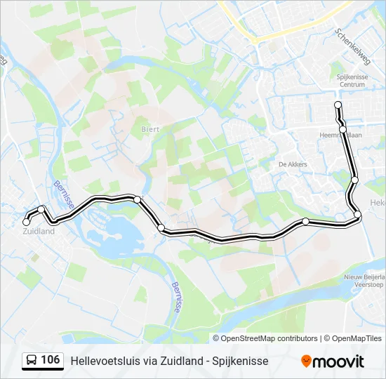 Bus 106 lijnkaart