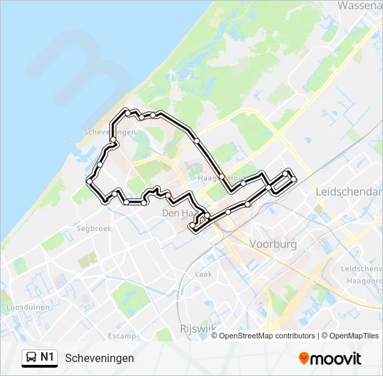 N1 Bus Line Map
