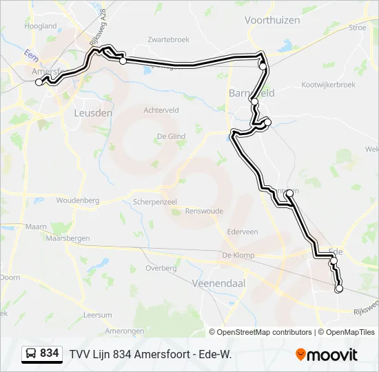 834 Bus Line Map