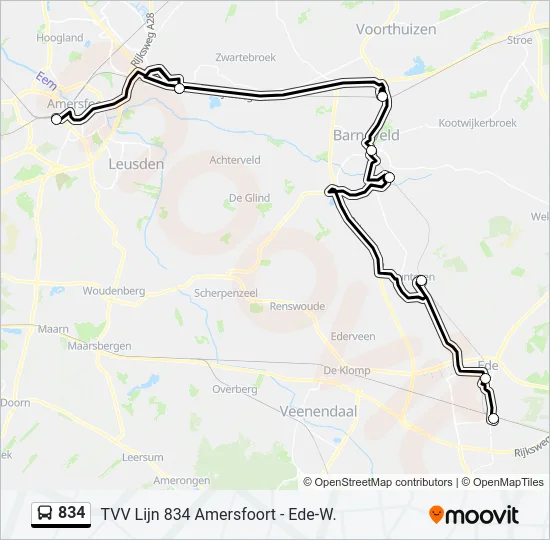 834 Bus Line Map