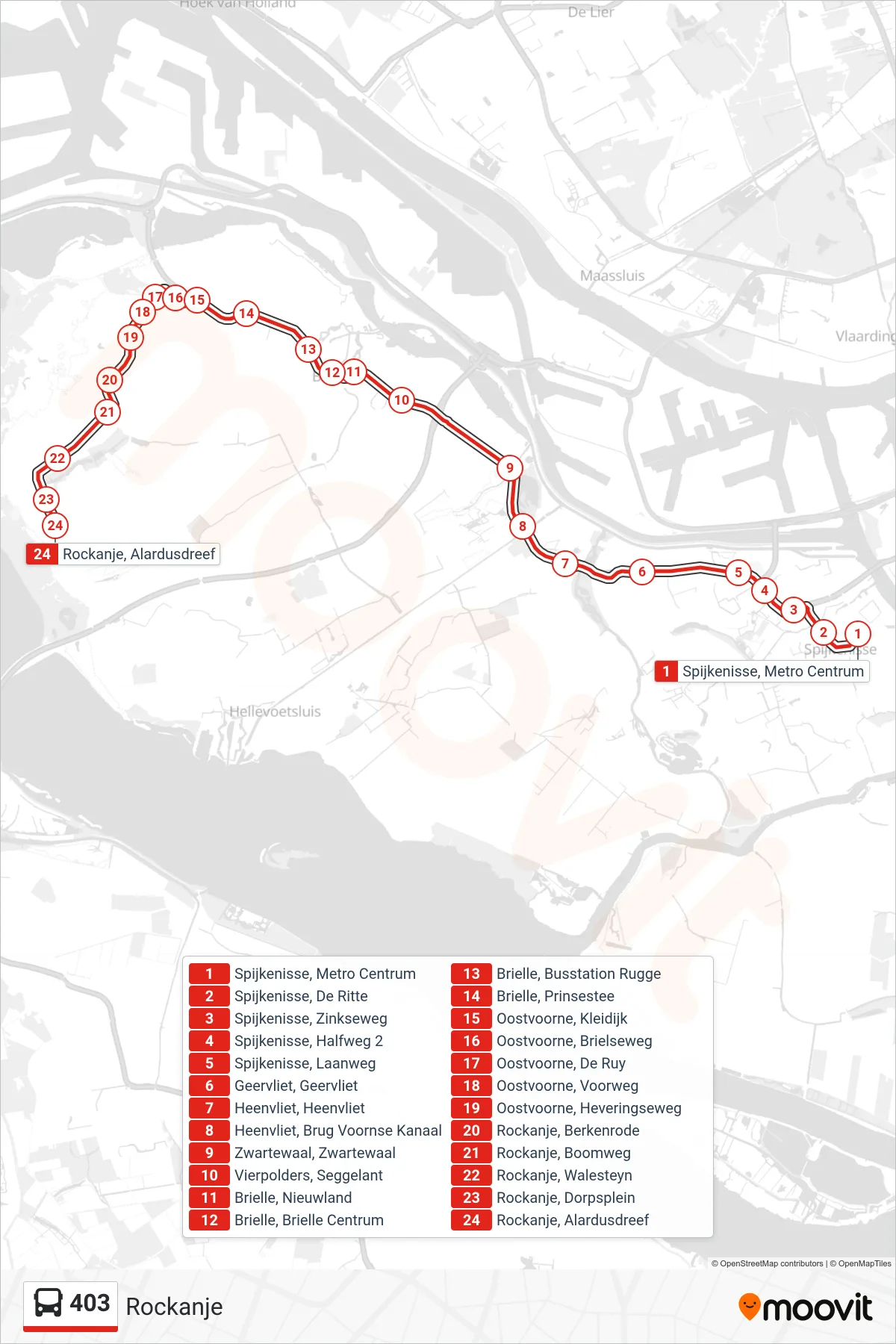 Lijn 403 (bus, Rockanje): route en haltes op de kaart