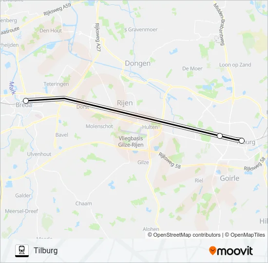 Trein SNELBUS I.P.V. TREIN lijnkaart