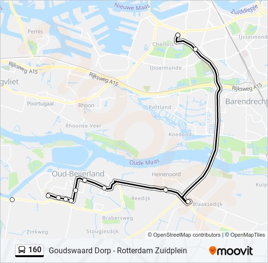 Bus 160 lijnkaart