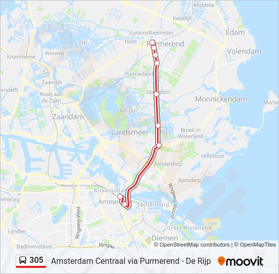 305 Bus Line Map