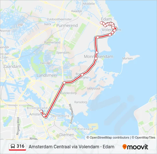 316 Bus Line Map