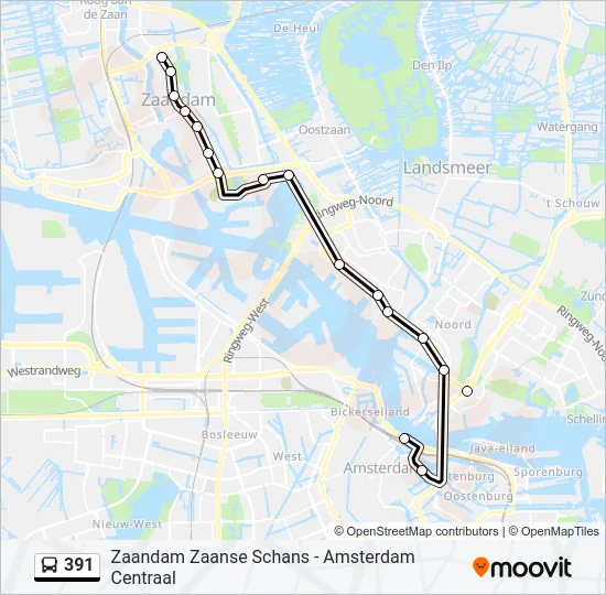 391 Bus Line Map