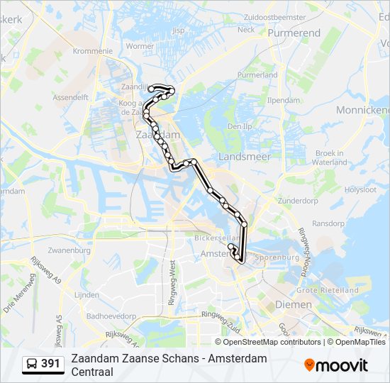 391 Bus Line Map