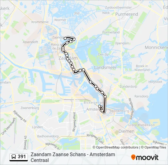 391 Bus Line Map
