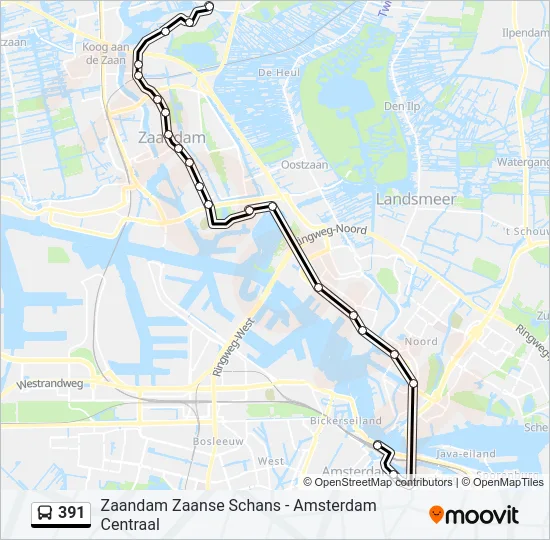391 Bus Line Map