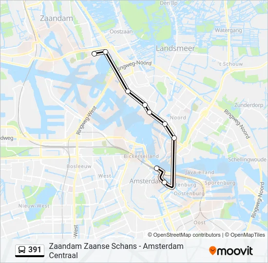 391 Bus Line Map