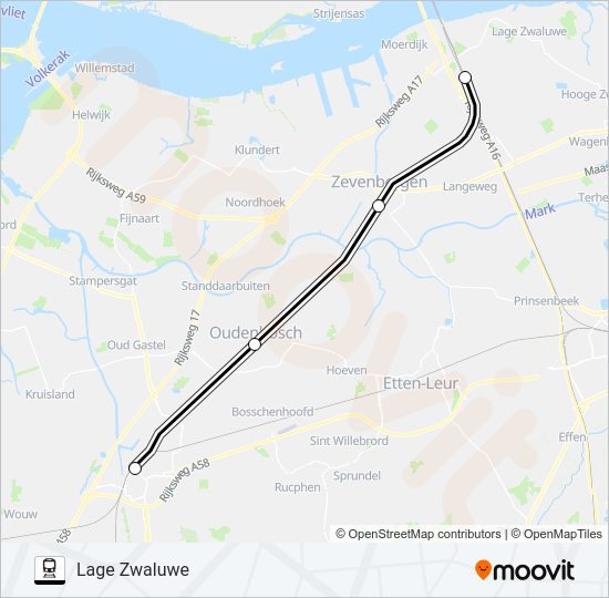 Trein STOPBUS I.P.V. TREIN lijnkaart
